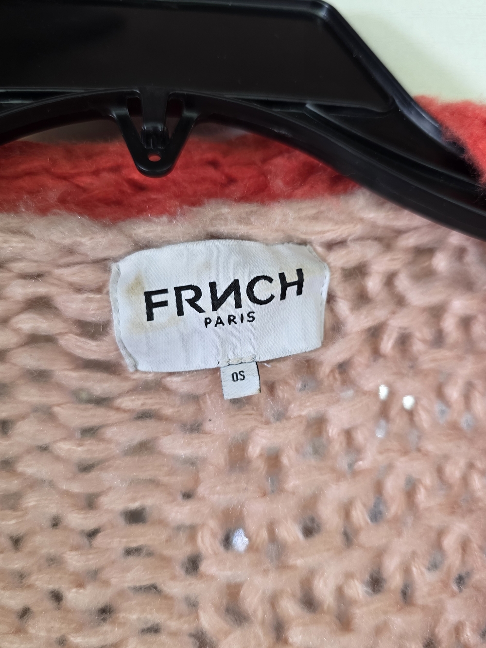 FRNCH Paris Multicolor Patchwork Chunky Knit Open Cardigan One Size Boho - Picture 4 of 4
